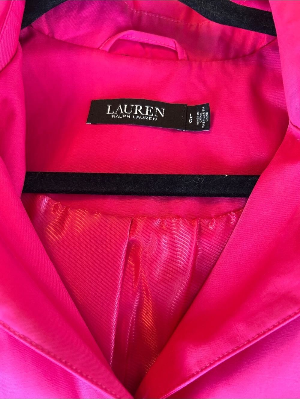 Lauren Ralph Lauren Hot Pink Single-Breasted Hooded Trench Coat - Picture 3 of 9